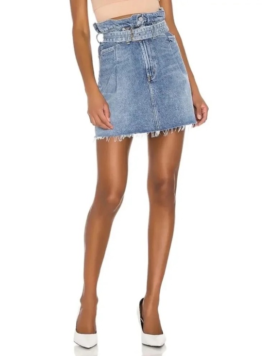 Agolde Dresses & Skirts - Agolde 90’s Retro Denim Mini Skirt w/Belt High Rise Paper-bag Waist Sz 29